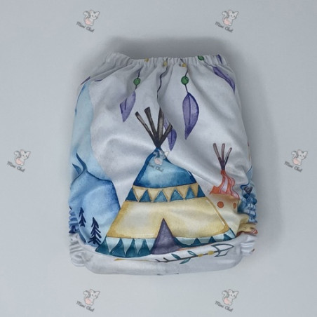 Couche à poche - Exclusif motif Tipi/Attrape-rêve pressions violettes