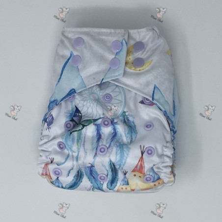 Couche à poche - Exclusif motif Tipi/Attrape-rêve pressions violettes