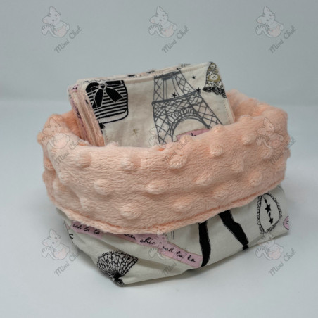 Corbeille et ses 10 lingettes lavables - Paris Rose