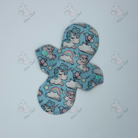 Serviette Hygiénique Lavable - Licorne Bleu (AWJ Blanc)