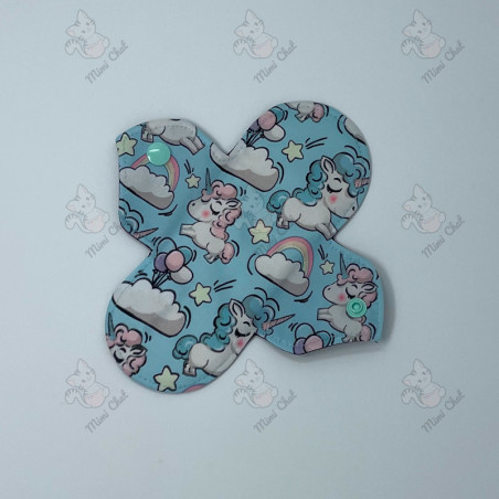 Serviette Hygiénique Lavable - Licorne Bleu ( AWJ noir)