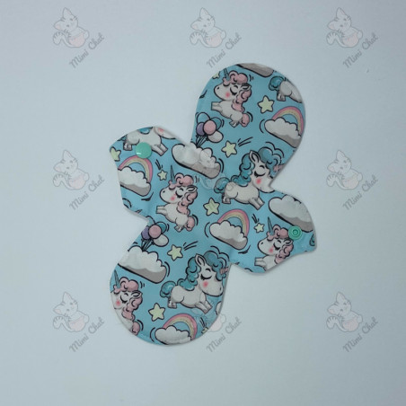 Serviette Hygiénique Lavable - Licorne Bleu ( AWJ noir)