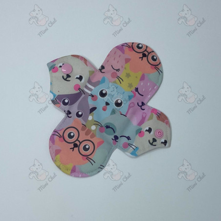 Serviette Hygiénique Lavable - Chat à lunettes (AWJ Blanc)