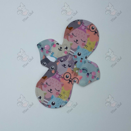 Serviette Hygiénique Lavable - Chat à lunettes (AWJ Blanc)