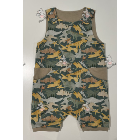 Salopette évolutive bermuda 12/24mois - Motif Dinosaure