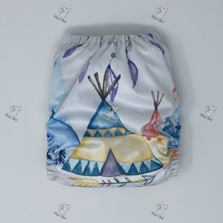 Couche à poche - Exclusif Motif Tipi/Attrape-Rêve pressions bleues
