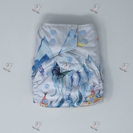 Couche à poche - Exclusif Motif Tipi/Attrape-Rêve pressions bleues